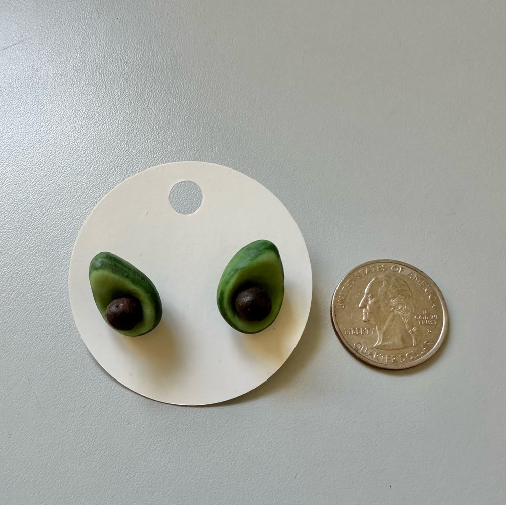 Avocado Clay Earrings Post Back Handmade Jewelry